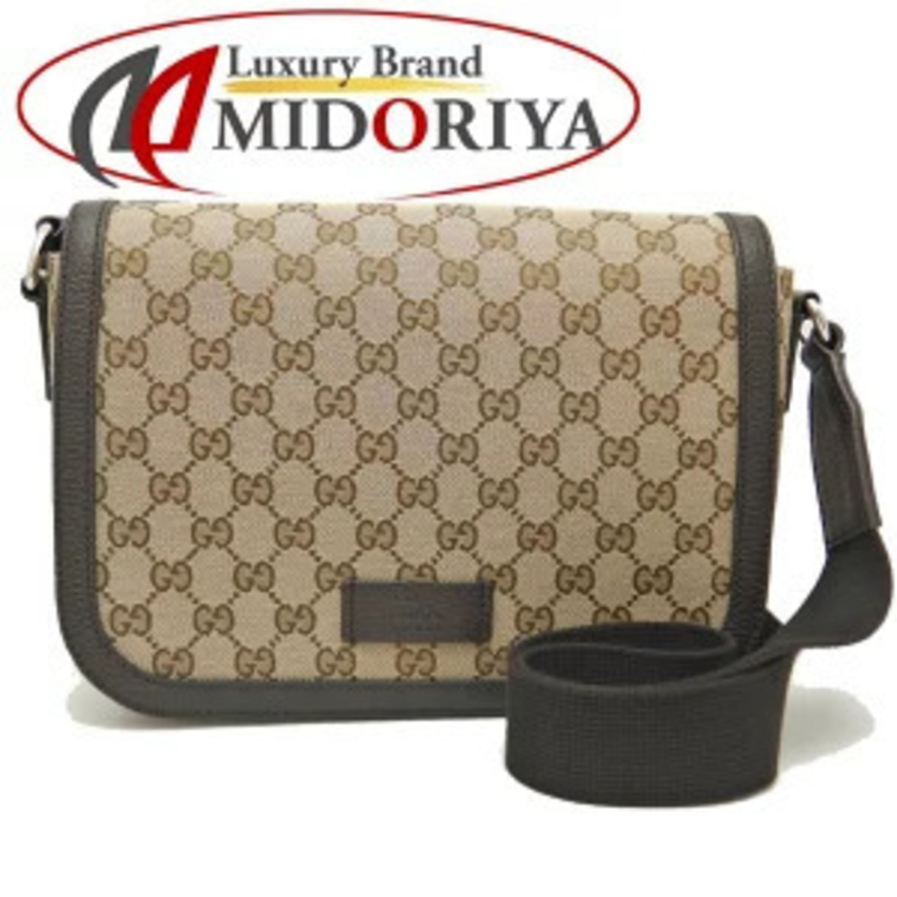 GUCCI Shoulder Bag GG Canvas Leather Beige Brown